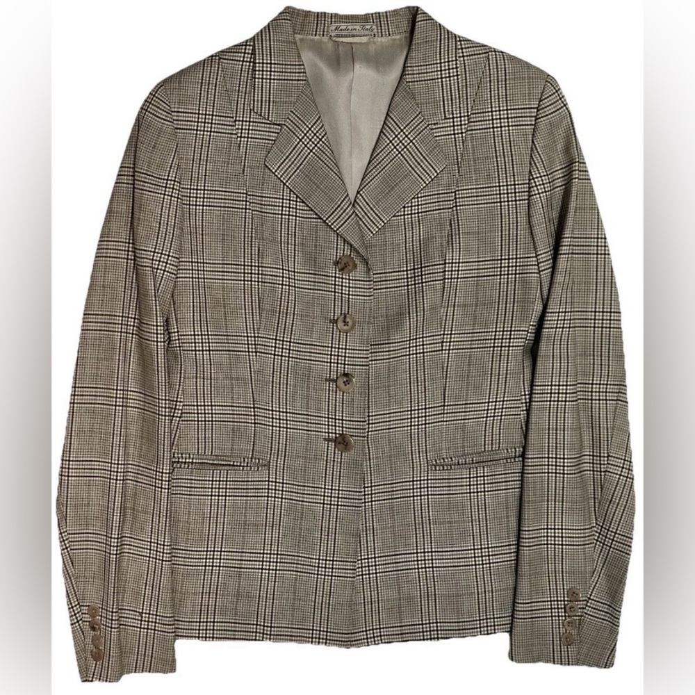 BURBERRYS LADIES 6 ITALY SKIRT SUIT SUPER 120’S EXTRAFINE WOOL TARTAN PLAID - Picture 6 of 16